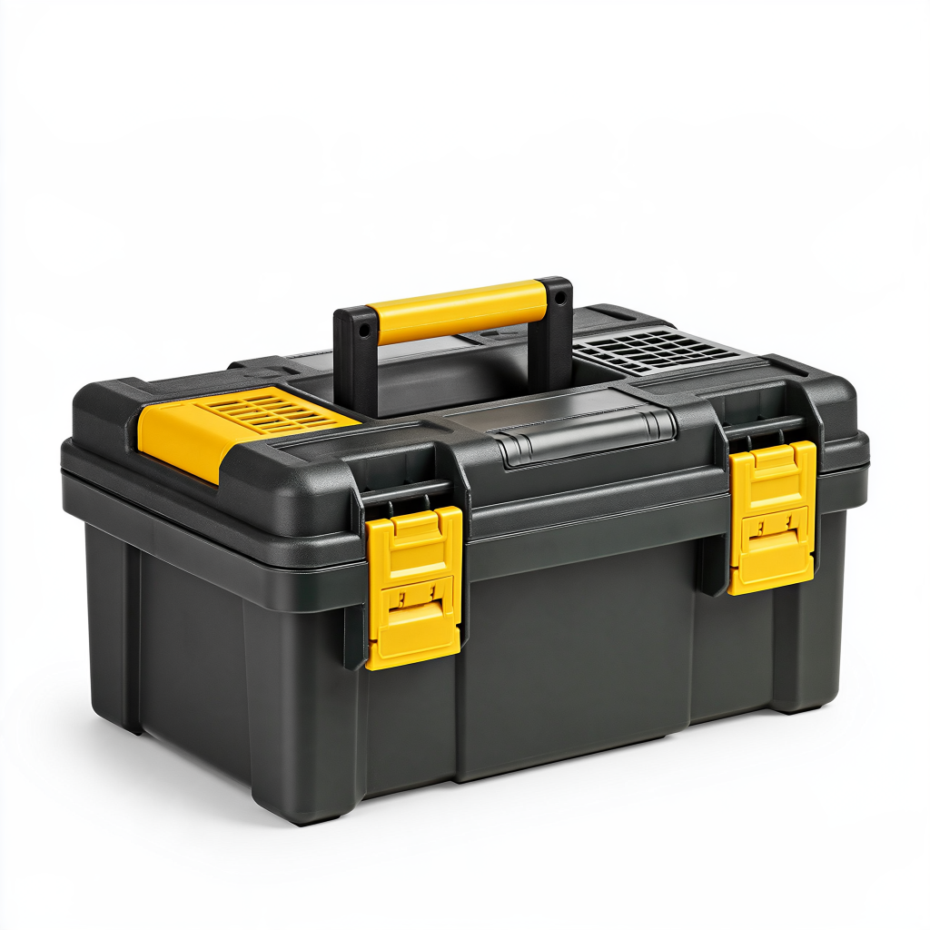 Boîte à outils 50 x 25 x 25 cm en plastique noir et jaune rangement portable