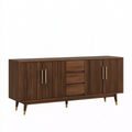 Buffet 180 x 45 x 85 cm aspect bois brun avec 3 tiroirs et 2 portes style rétro