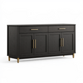 Buffet 160 cm en bois noir à 4 portes et 2 tiroirs style contemporain