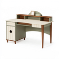 Bureau 120 x 60 x 105 cm en bois vert et brun avec rangements style rétro