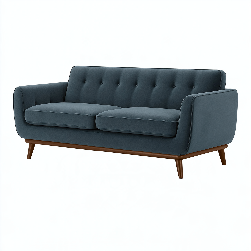 Canapé 2 places 180 cm en tissu bleu foncé style scandinave