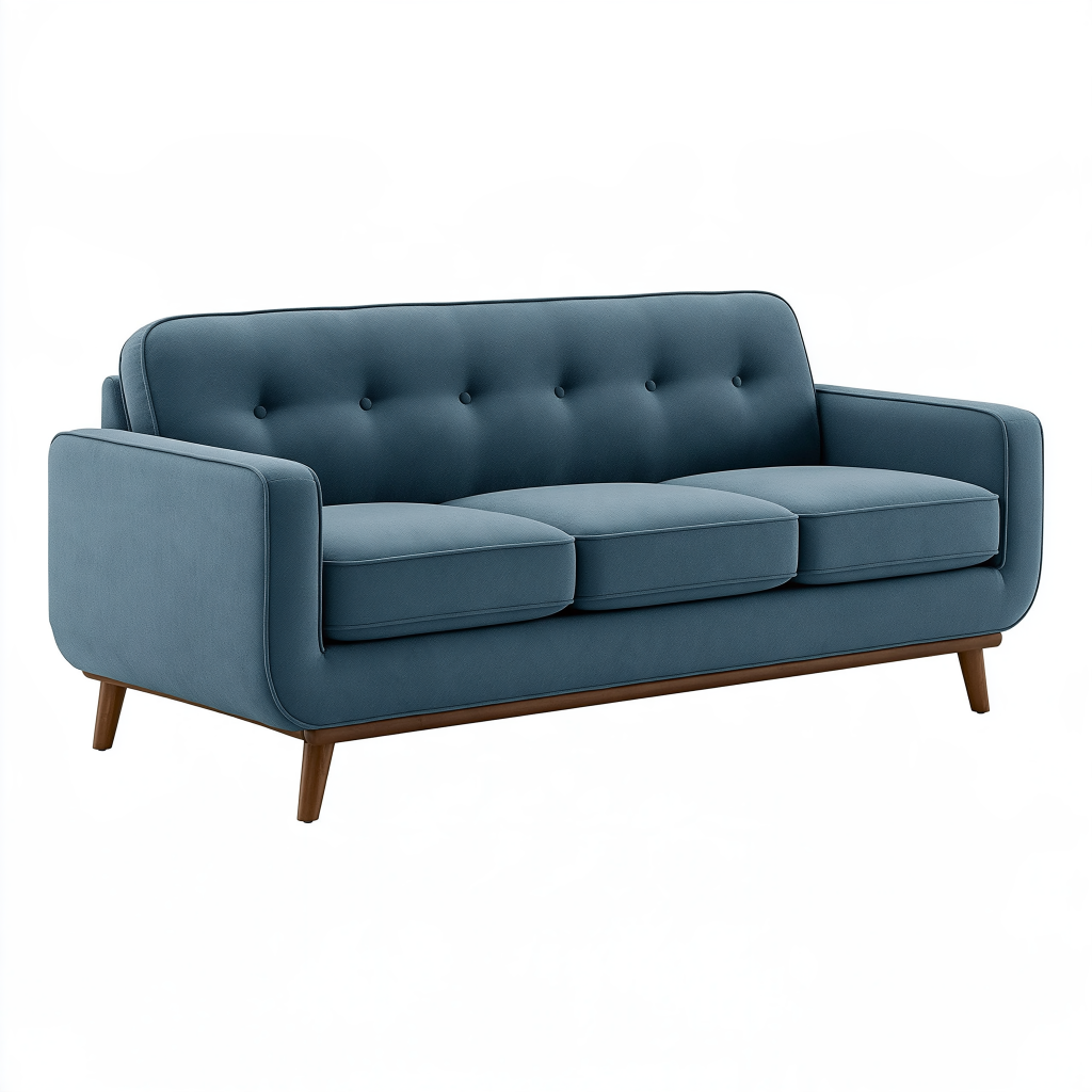 Canapé 3 places 210 x 85 x 84 cm en tissu bleu pétrole style scandinave