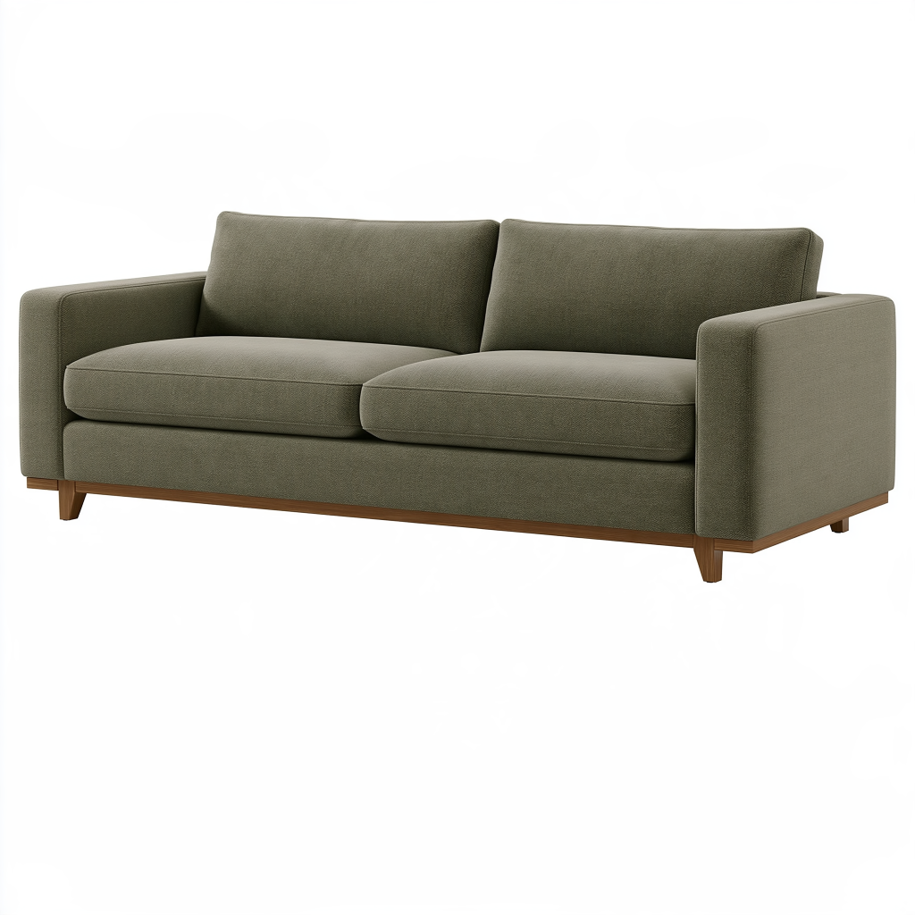 Canapé 2 places 180 cm en tissu vert olive pour salon style contemporain