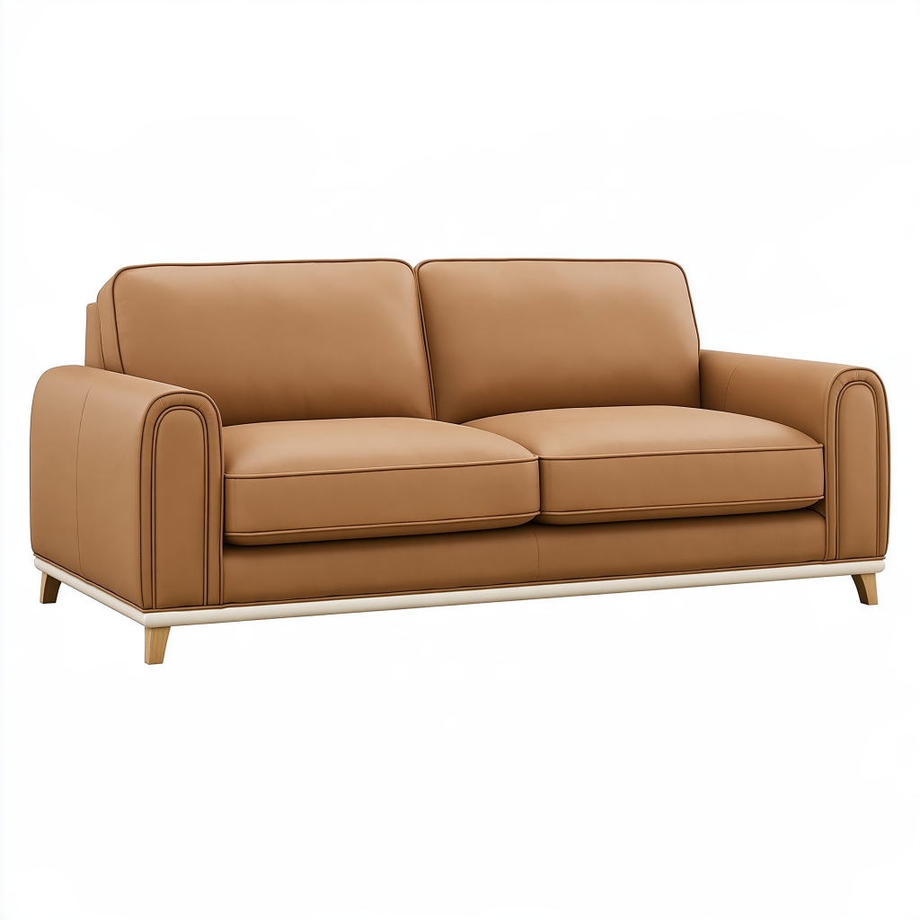 Canapé 2 places 180 x 90 x 85 cm en revêtement aspect cuir camel style contemporain