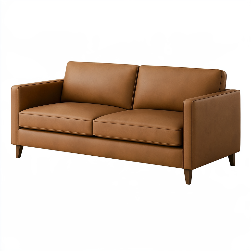Canapé 2 places 180 x 85 x 85 cm en similicuir cognac style contemporain
