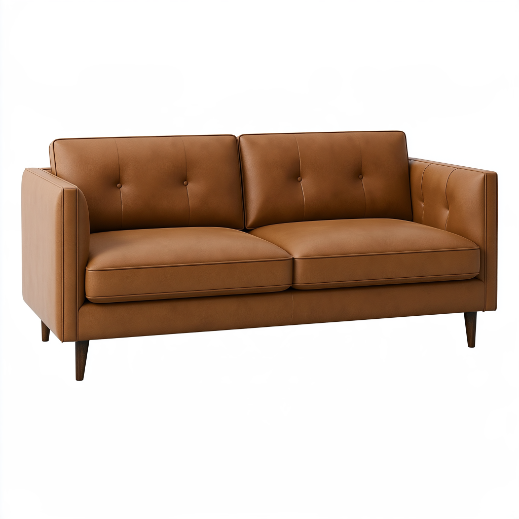 Canapé 2 places 160 x 85 x 82 cm aspect cuir marron style moderne