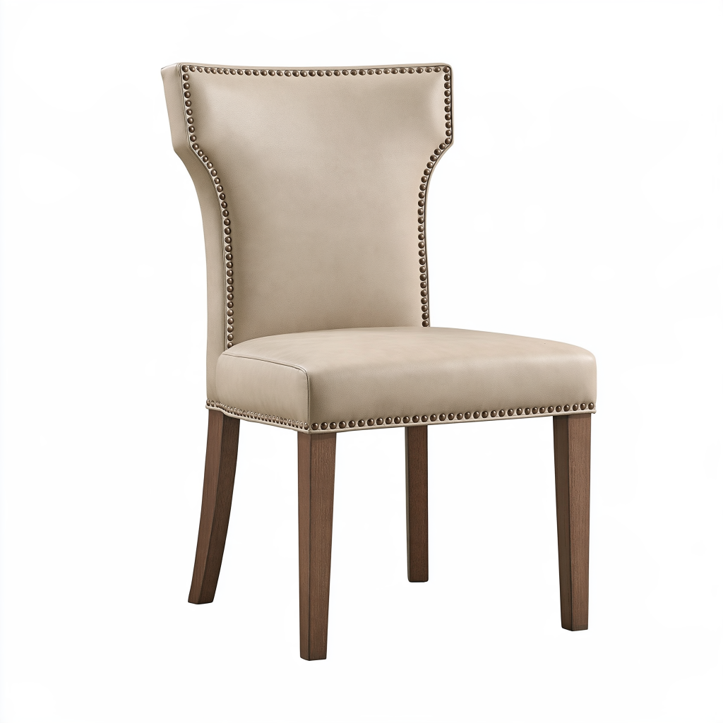 Chaise de salle à manger 50 x 60 x 100 cm en revêtement synthétique beige style classique