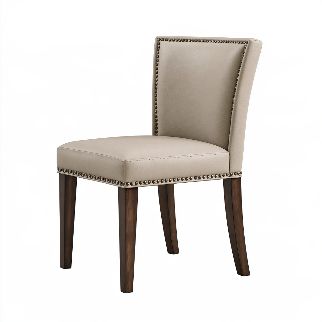 Chaise de salle à manger 50 x 62 x 95 cm beige rembourrée en revêtement aspect cuir style classique
