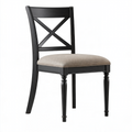 Chaise de salle à manger 46 x 56 x 95 cm en bois noir avec assise textile beige style classique