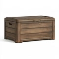 Coffre de rangement 120 x 60 x 60 cm en résine marron effet bois avec couvercle