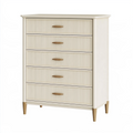 Commode 80 x 40 x 110 cm en bois crème à 5 tiroirs style contemporain